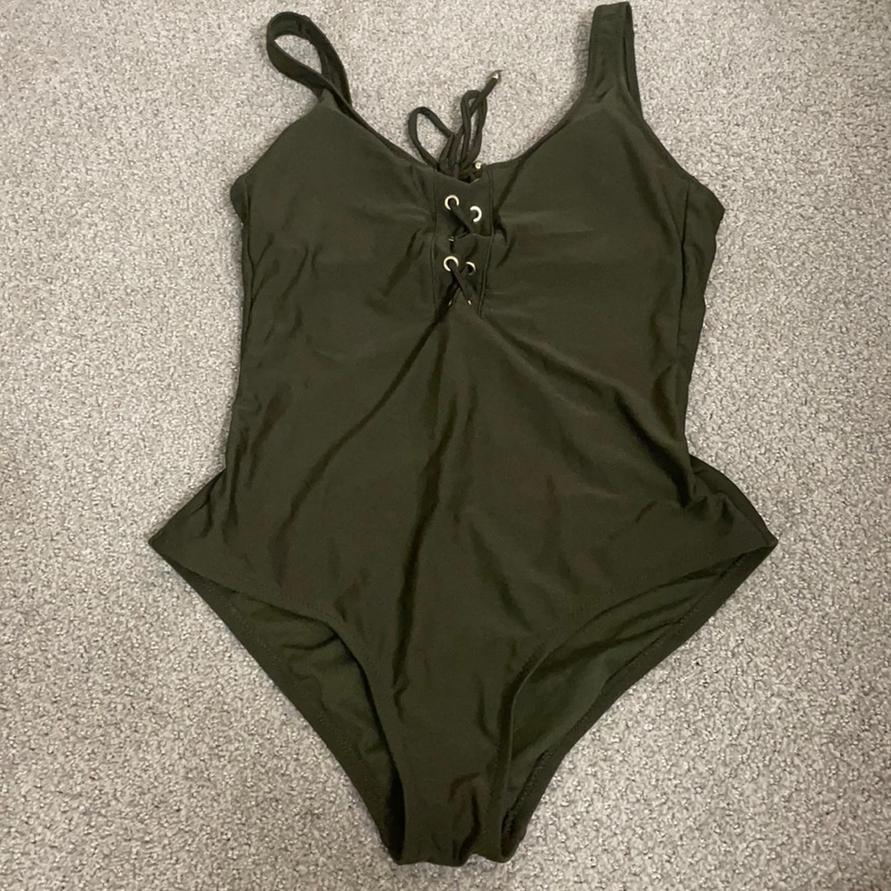Mossimo olive one piece swimsuit - M